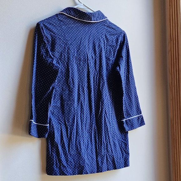 Lauren Ralph Lauren Navy/White Polka Dot Pajama Button Down Shirt Size XS - Picture 13 of 16
